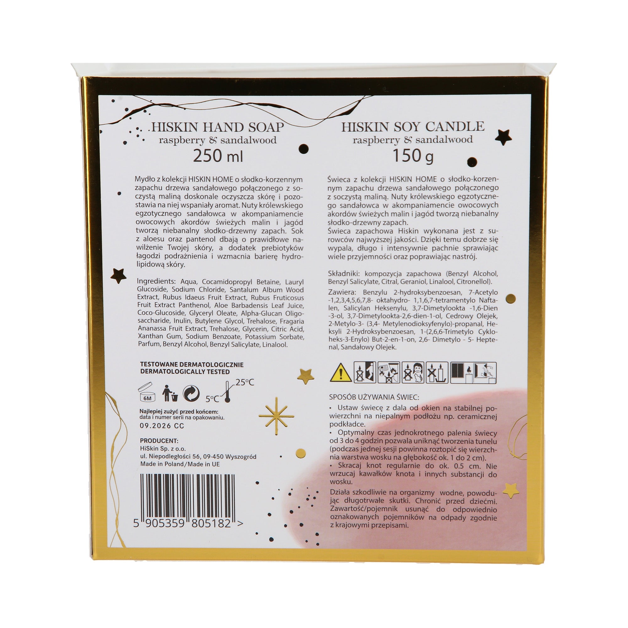 HISKIN HOME COSY CHRISTMAS Sada mýdla na ruce 250ml + přírodní vonná svíčka Malina&Santalové dřevo #2