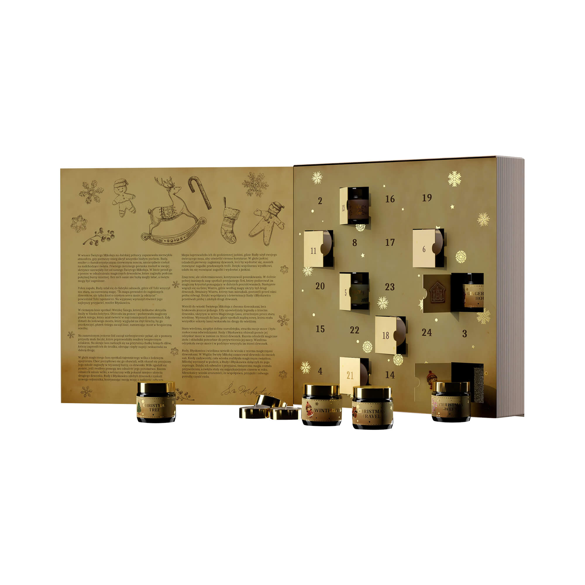 HISKIN CHRISTMAS STORY Calendario dell'Avvento con candele natalizie con motivo di libro di fiabe, 24 finestre #2