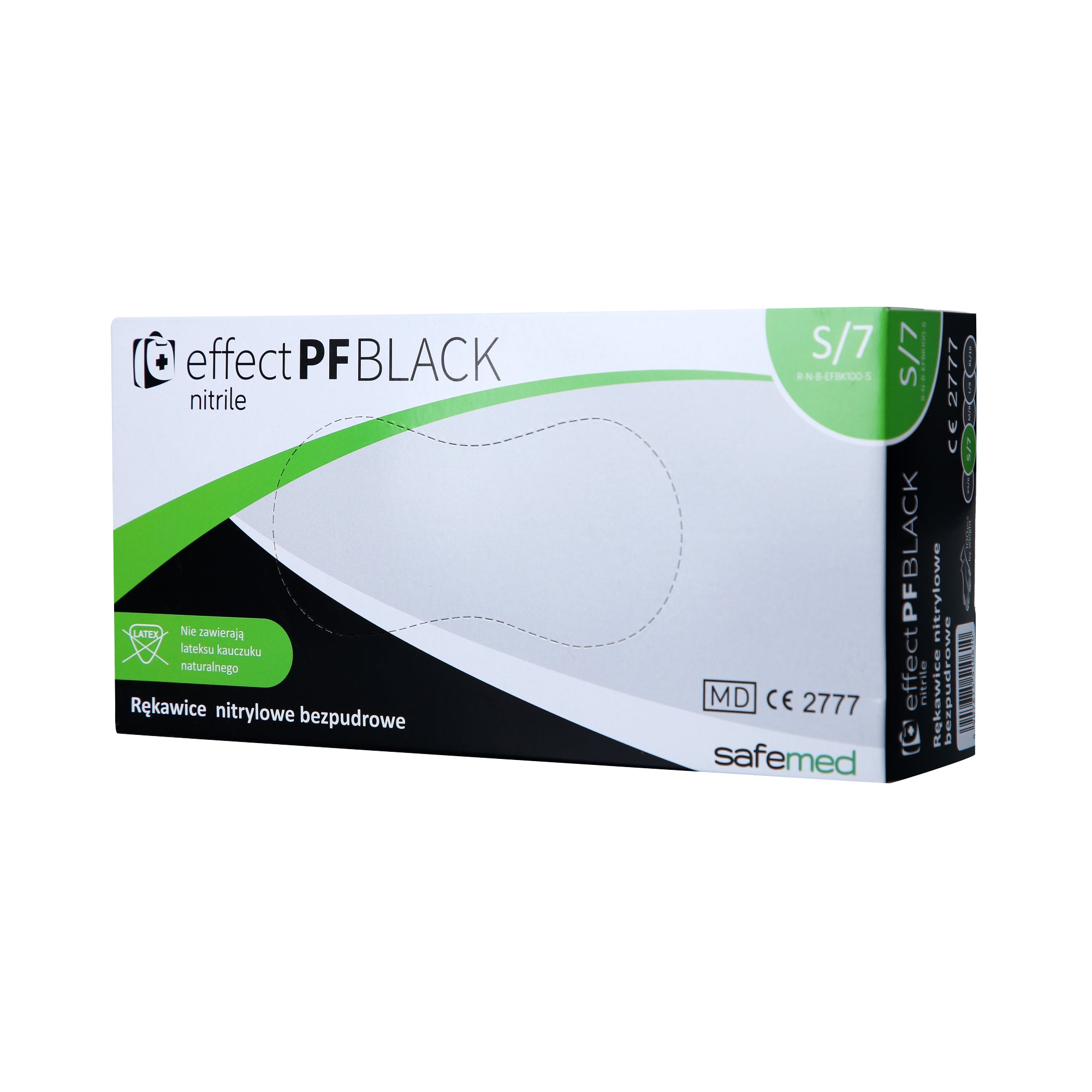 SAFEMED EFFECT PF Jednorázové nitrilové rukavice bez pudru Black S 100 ks.