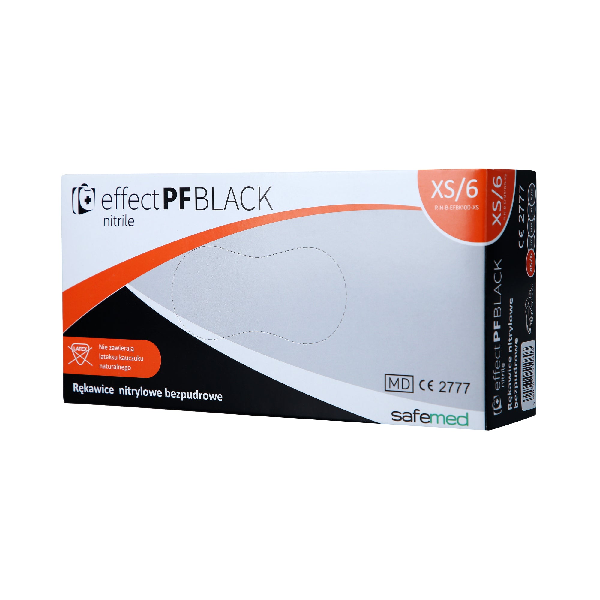SAFEMED EFFECT PF Rękawiczki jednorazowe nitrylowe bezpudrowe Black XS 100 szt.
