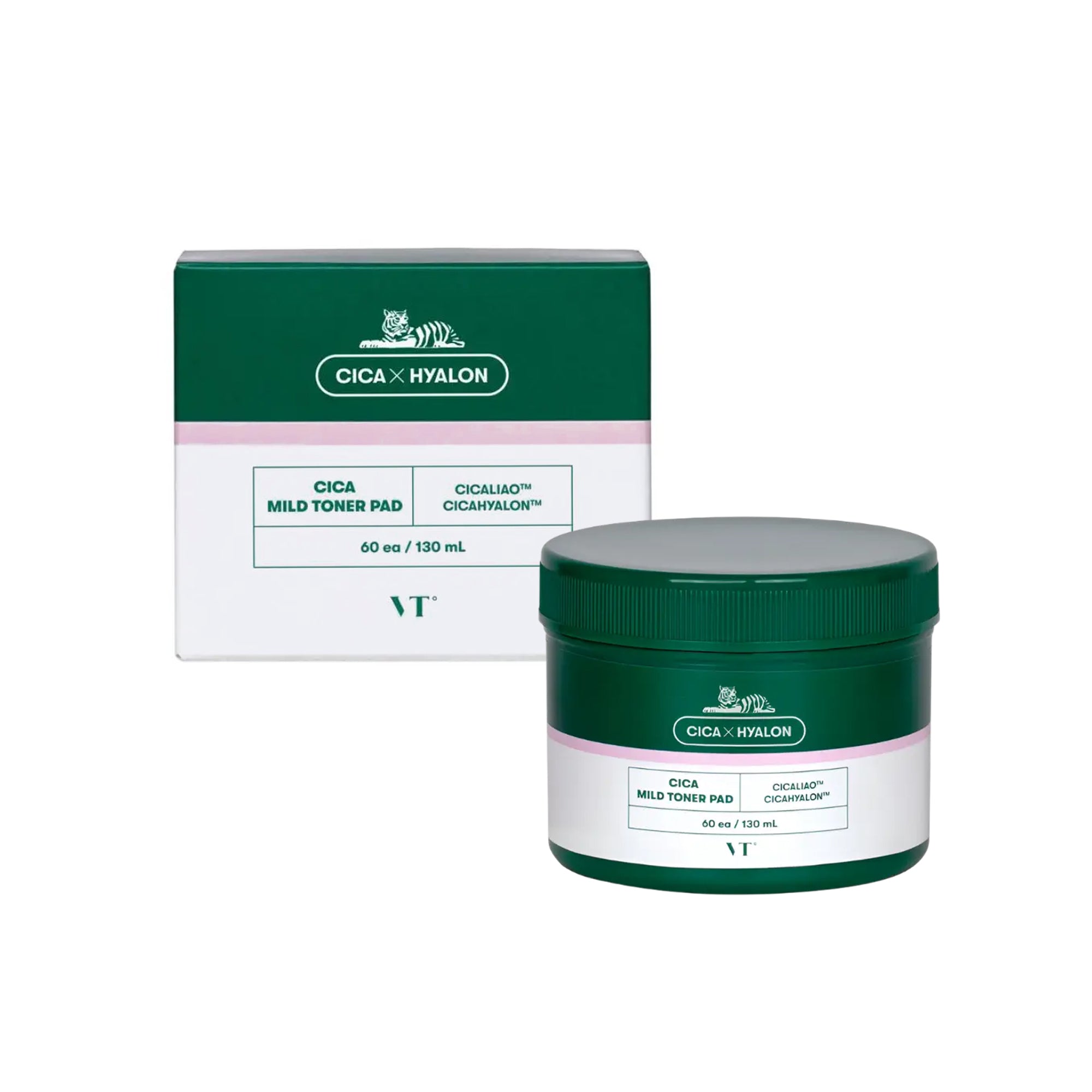 VT COSMETICS CICA MILD TONER PAD Tampons exfoliants 60 pièces.