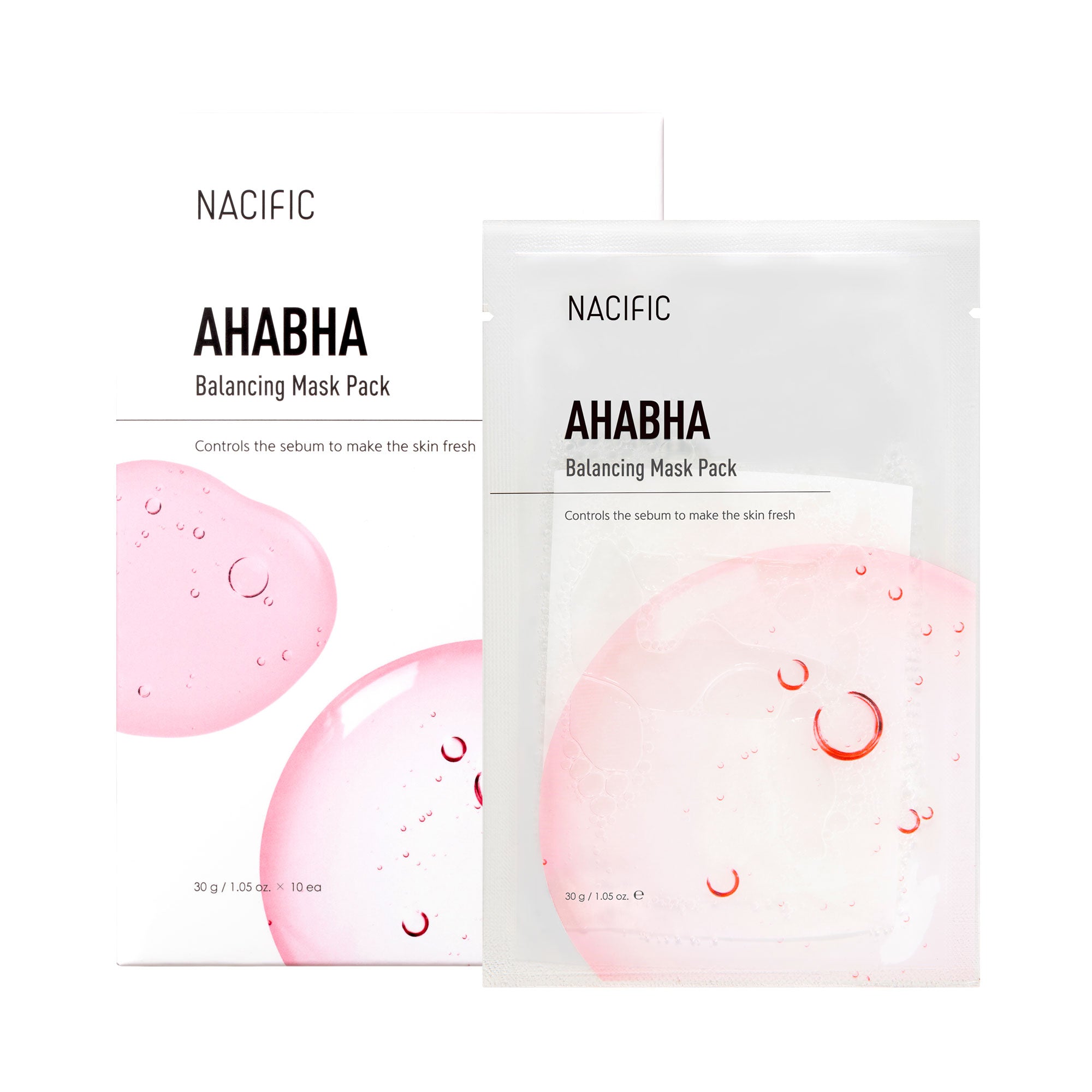 NACIFIC AHABHA BALANCING MASK Glättende Tuchmaske mit AHA- und BHA-Säuren, 10 Stück.