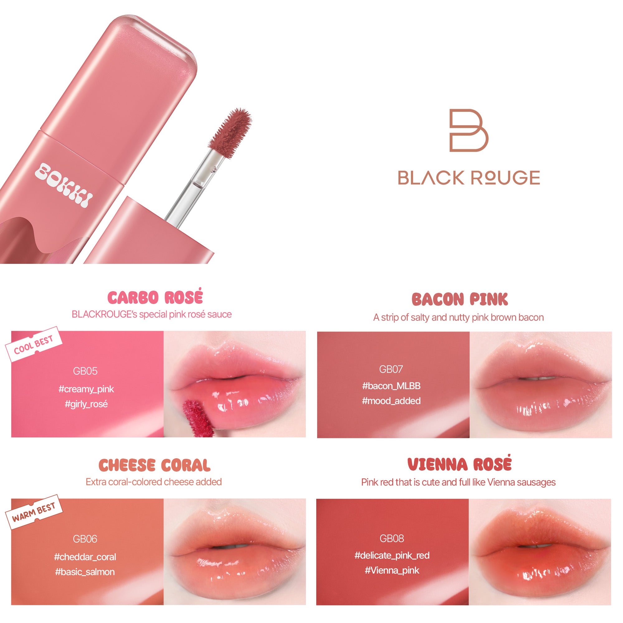 BLACK ROUGE GLOW BOKKI TINT Nabłyszczający tint do ust 4,85 g #2