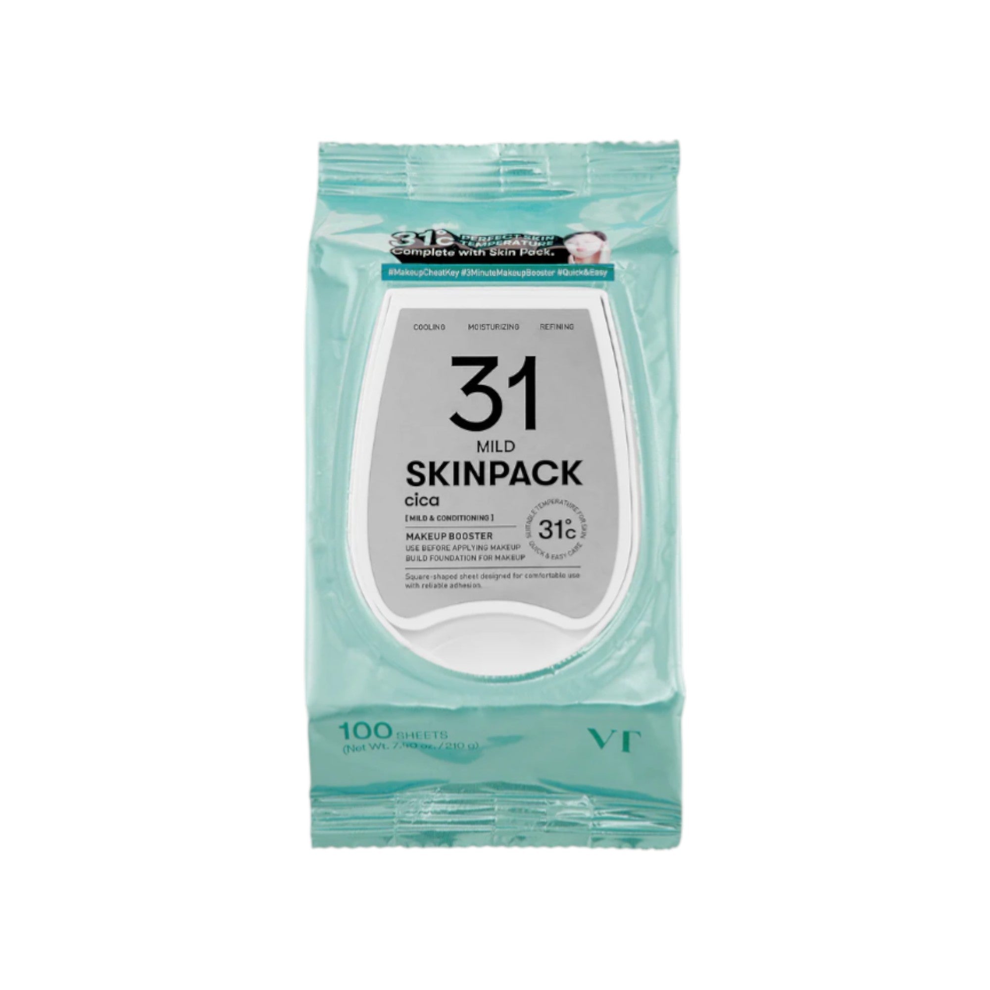 VT COSMETICS SKIN MASK PACK MILD Ensemble de coussinets apaisants pour le visage à effet hydratant, 100 pcs.