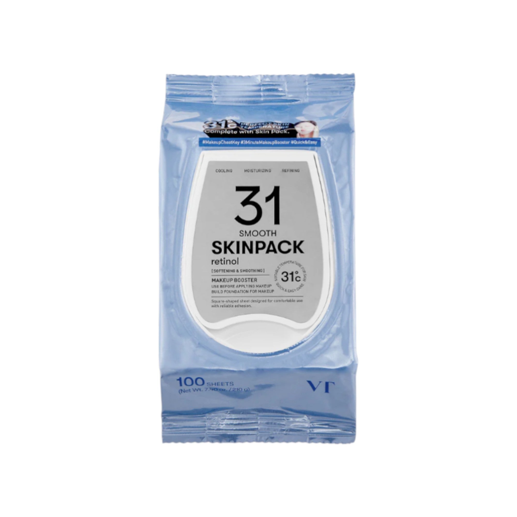 VT COSMETICS SKIN MASK PACK MILD Ensemble de coussinets apaisants pour le visage à effet lissant, 100 pcs.