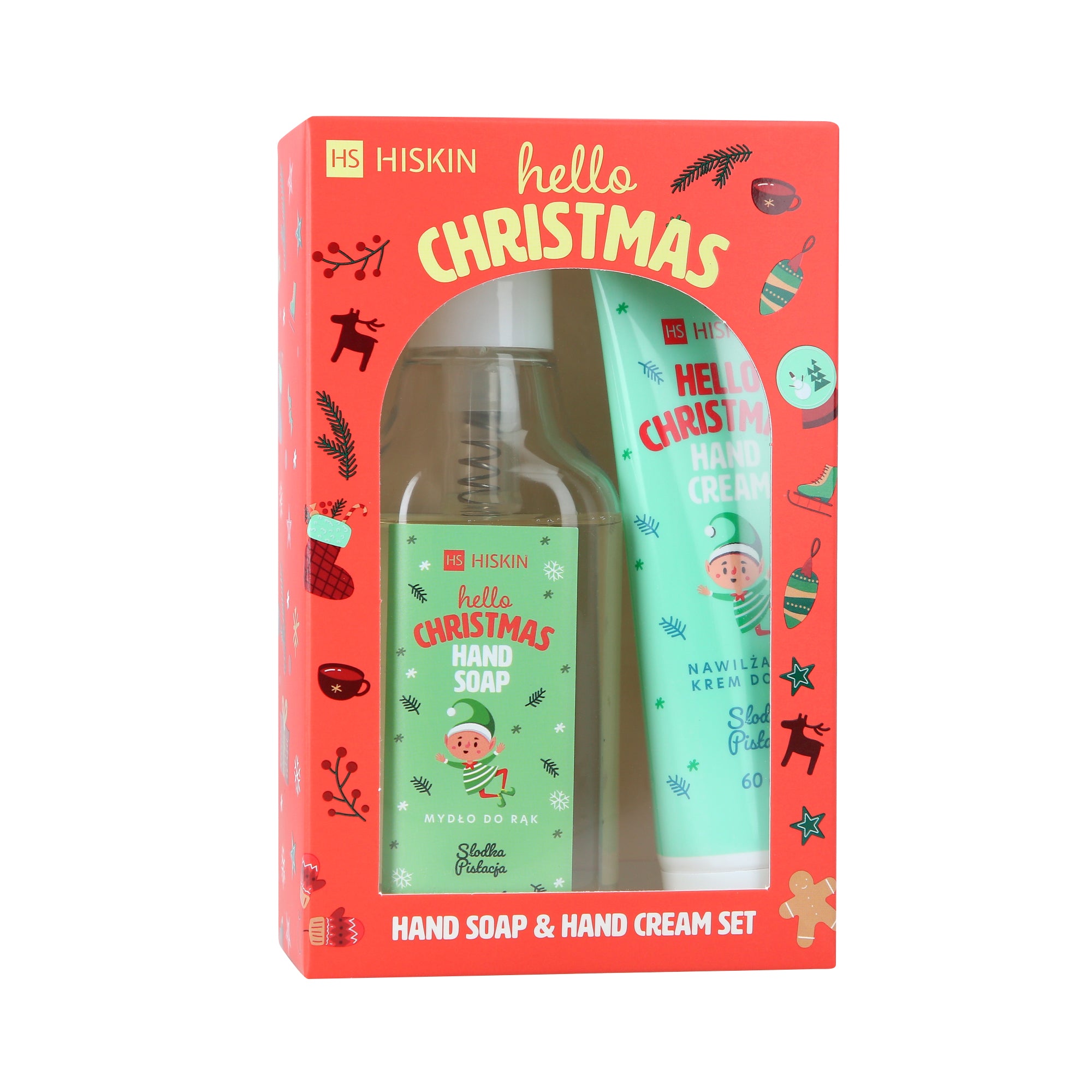 HISKIN  Coffret cadeau de Noël Savon et Crème Mains Pistache Douce