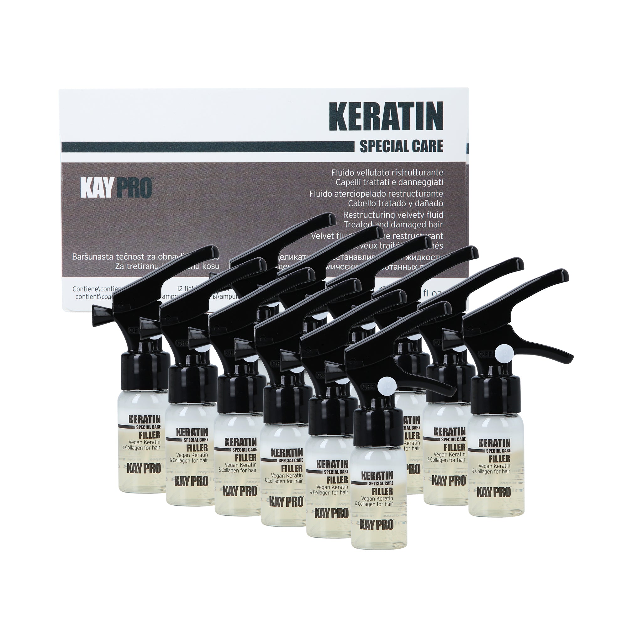 KAYPRO KERATIN FILLER REGENERATING vlasové ampule s veganským keratinem a kolagenem 12x10 ml