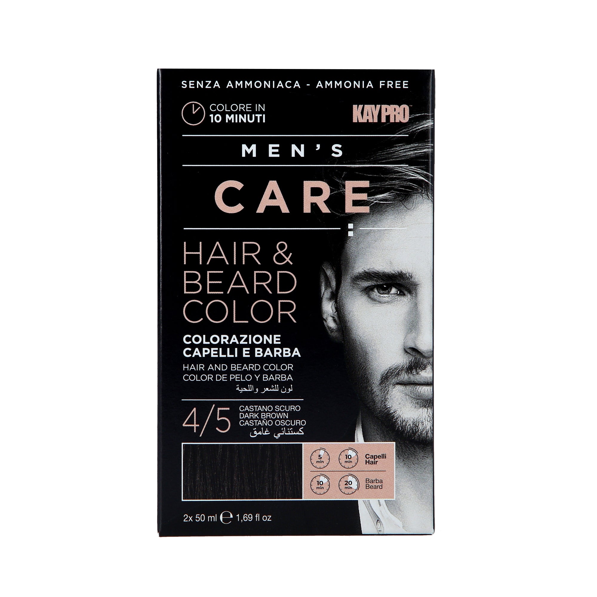 KAYPRO SOIN HOMME Anti-gris pour cheveux et barbe 4/5 Châtain foncé 2 x 50 ml