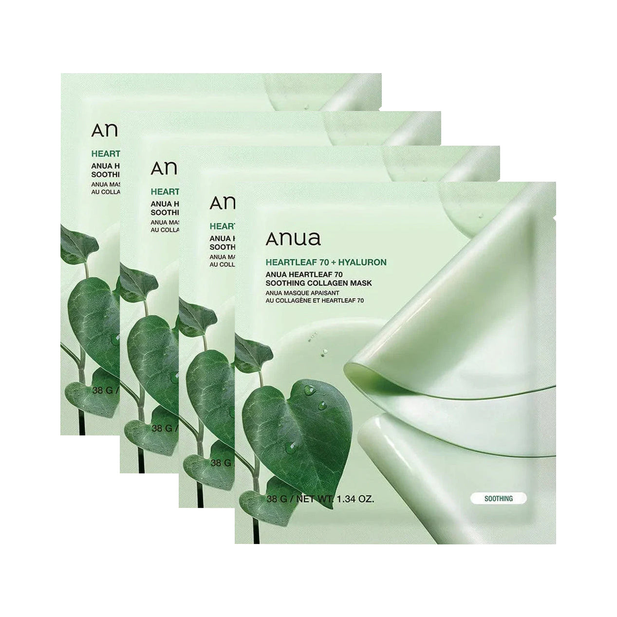 ANUA HEARTLEAF 70+HYALURON COLLAGEN MASK Zklidňující hydrogelové masky s kolagenem 4x38 g