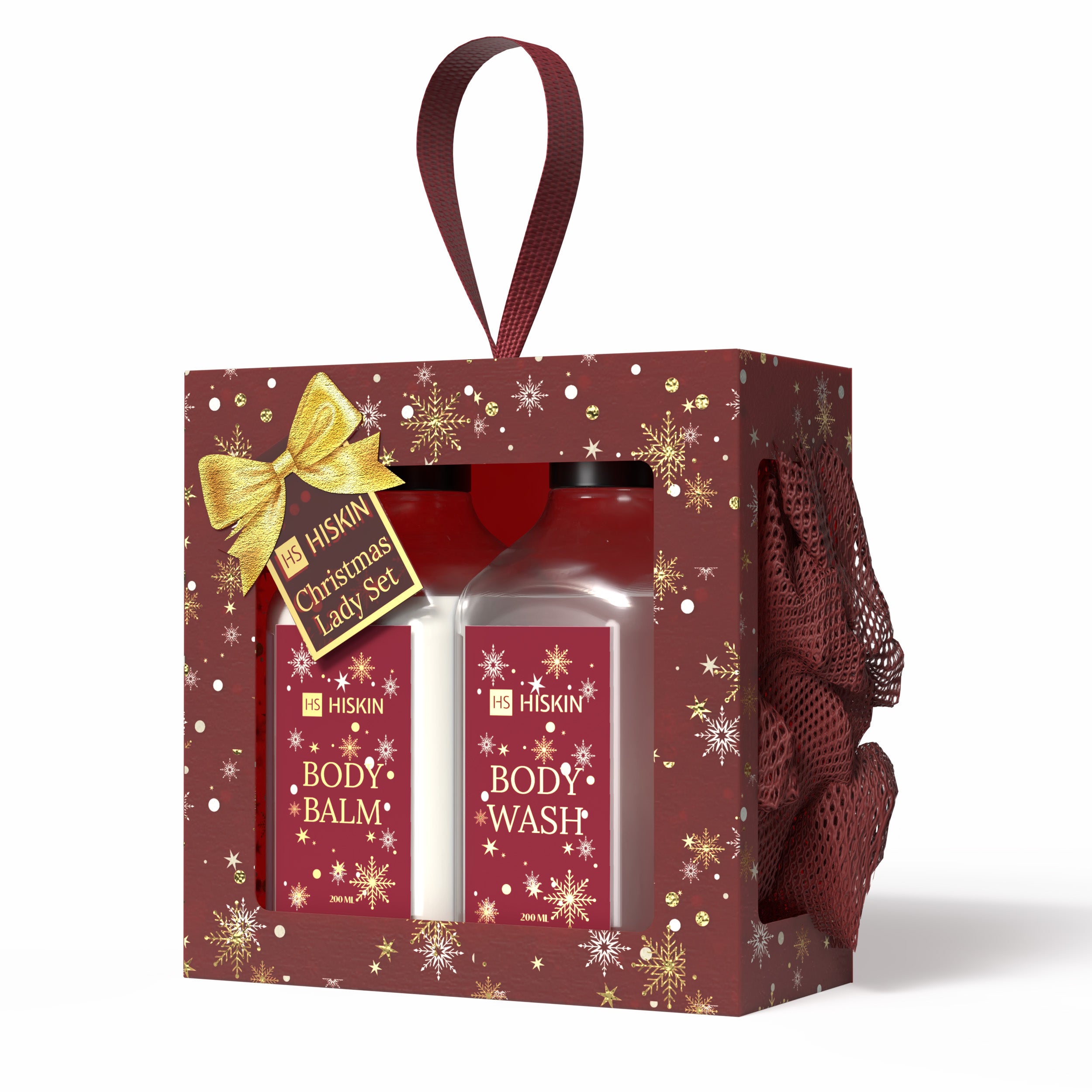 HISKIN CHRISTMAS LADY SET BURGUNDY Dárková sada vánoční kosmetiky