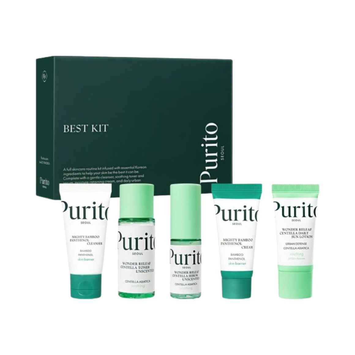 PURITO SOUL BEST KIT Sada kosmetiky s extraktem z bambusu, centella asiatica a panthenolem