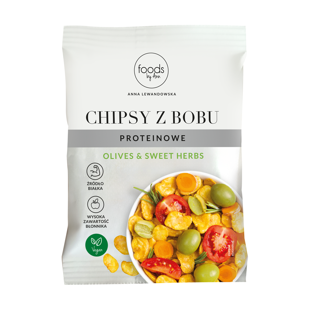FOODS BY ANN Saubohnenchips, Olivenöl und Kräuter 60 g