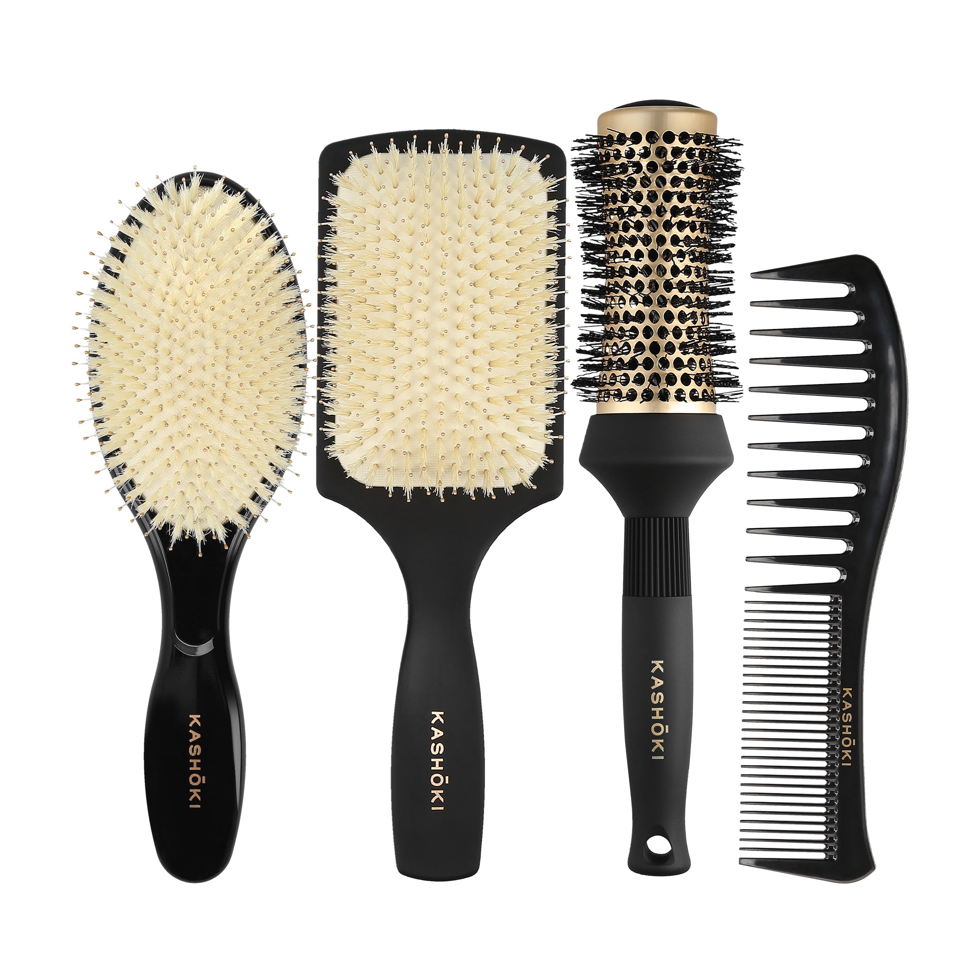 KASHŌKI Sada 3 kartáčů na vlasy + hřeben
