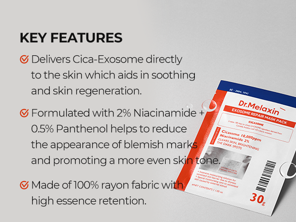DR.MELAXIN EXOSOME REPAIR MASK PACK Regenerační plátové masky s exosomy pro aknózní pleť 5 x 30 g #6