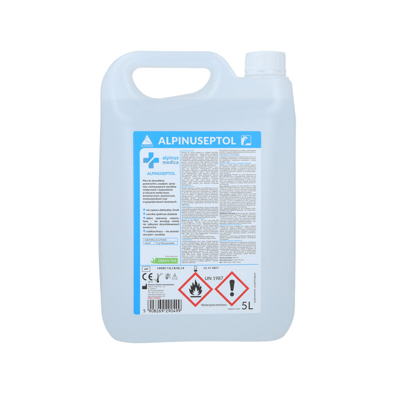 ALPINUS MEDICA ALPINUSEPTOL ZELENÝ ČAJ Tekutý k dezinfekci povrchů a zařízení kosmetických a lékařských salonů 5000ml