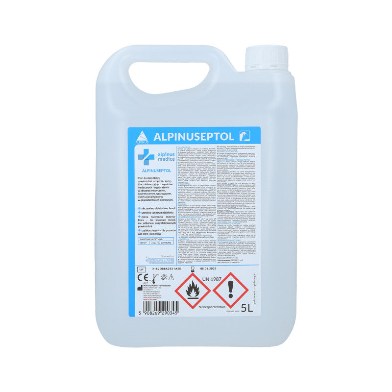 ALPINUS MEDICA ALPINUSEPTOL NEUTRAL Tekutina k dezinfekci povrchů a zařízení kosmetických a lékařských salonů 5000ml