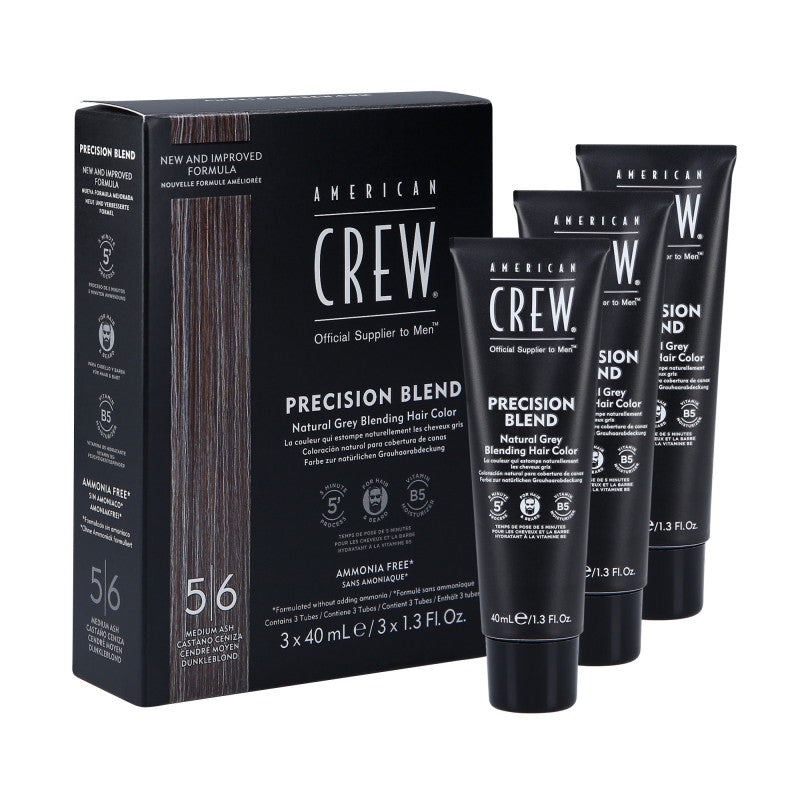 AMERICAN CREW Precision Blend Nuanceur de cheveux blancs Medium Ash (5-6) 3x40ml