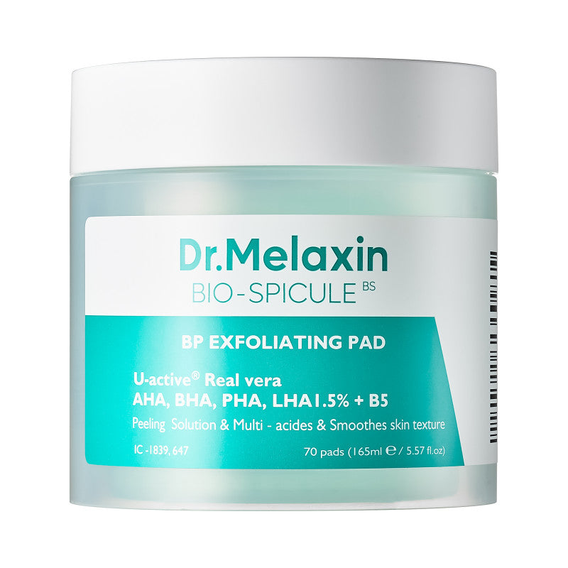 DR.MELAXIN BIO-SPICULE BP EXFOLIATING PAD Peeling-Pads mit AHA-, BHA-, PHA-, LHA-Säuren 165 ml (70 Stück)