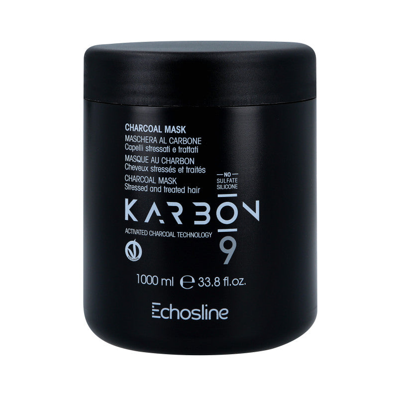 ECHOSLINE KARBON 9 CHARCOAL VEGAN ORGANIC Masque vegan régénérant intensément pour cheveux abîmés 1000ml