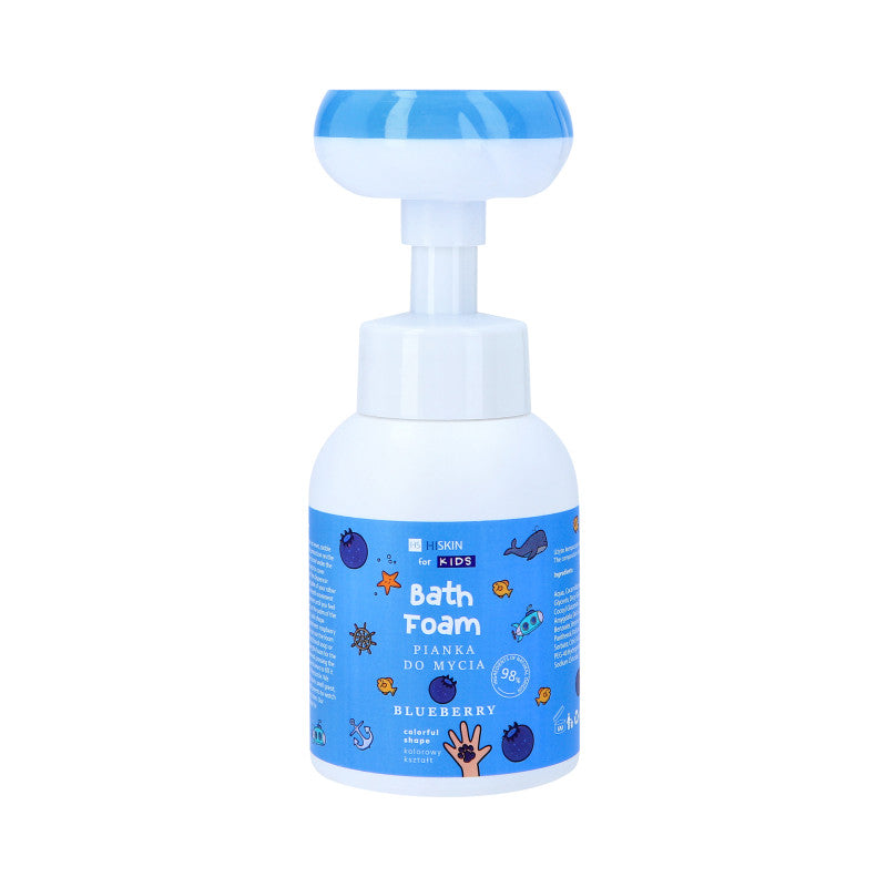 HISKIN FOR KIDS Mousse bleue pour le lavage des mains et du corps pour enfants au parfum de baies, empreinte de patte, 300 ml