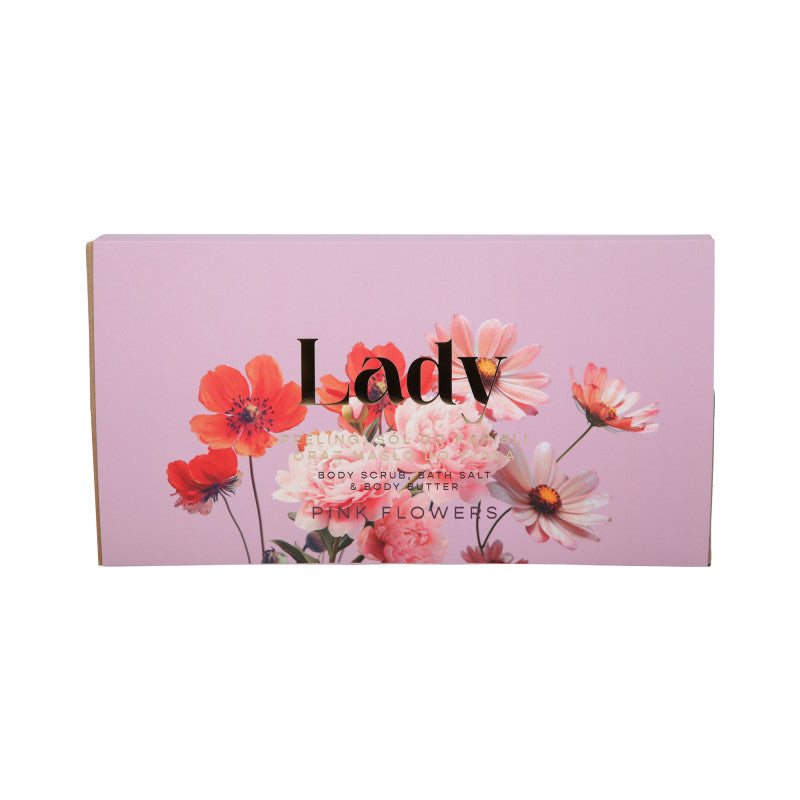 HISKIN LADY PEONY Set da donna Sali da bagno + Scrub corpo + Burro corpo Pink Blooms 3x200ml