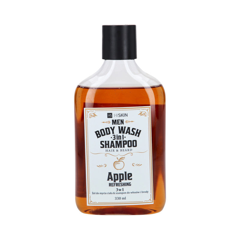 HISKIN MEN BODY WASH WHISKEY APPLE 3V1 Všestranný mycí gel a šampon na vlasy a vousy 330 ml