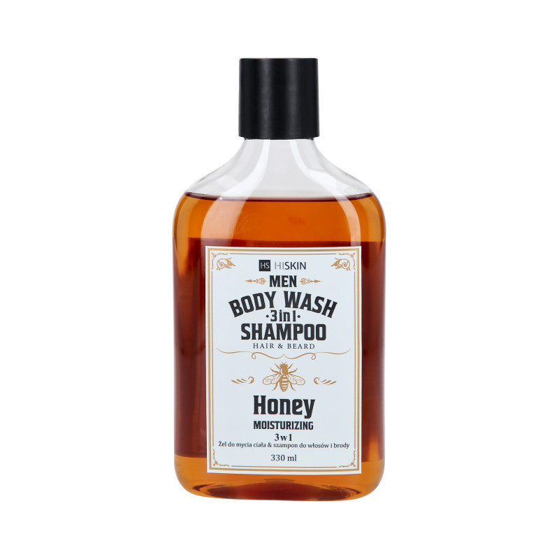 HISKIN MEN BODY WASH WHISKEY HONEY 3v1 Univerzální tělový gel a šampon na vlasy a vousy 330ml