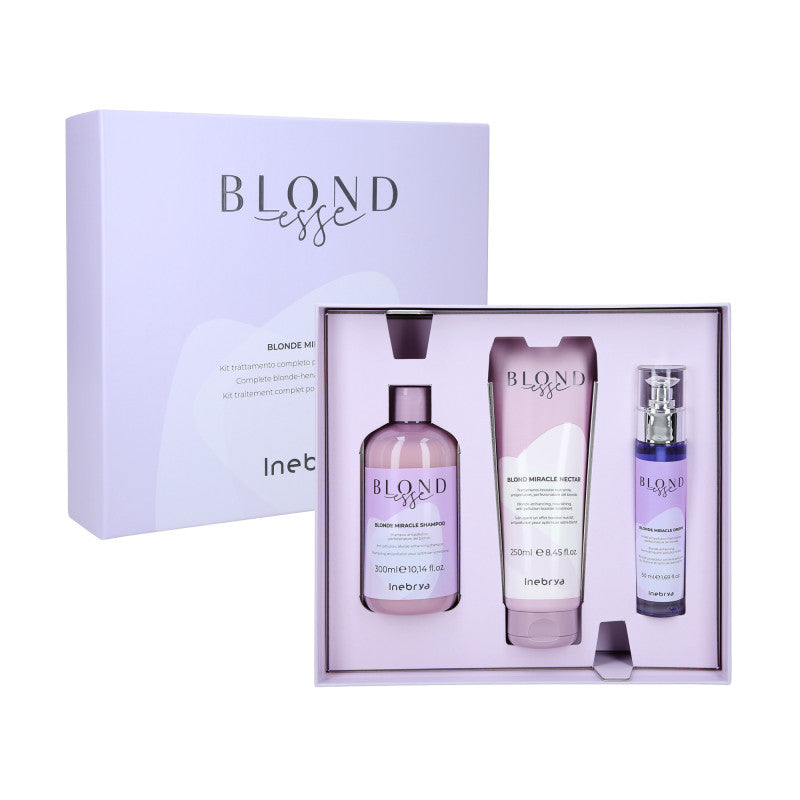INEBRYA BLONDESE MIRACLE KIT Blondes Haarset Shampoo 300 ml + Maske 250 ml + Serum 50 ml