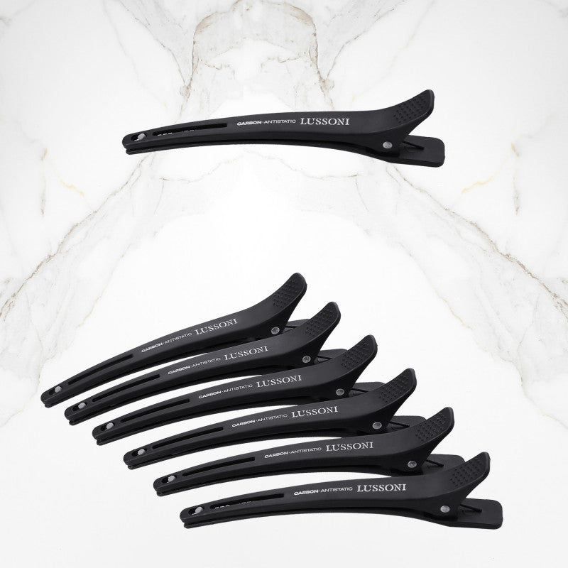LUSSONI Set Clip In Carbonio Per Capelli Con Elastico, 6 Pezzi  #3