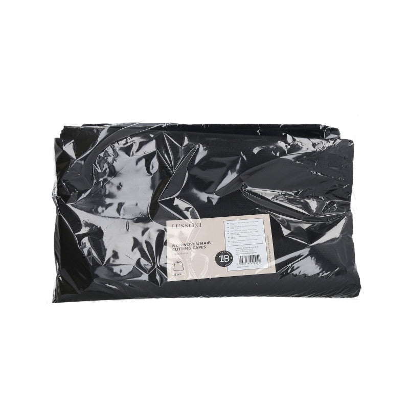 LUSSONI Kadeřnické peleríny z netkané textilie, dlouhé, černé, 25 ks.