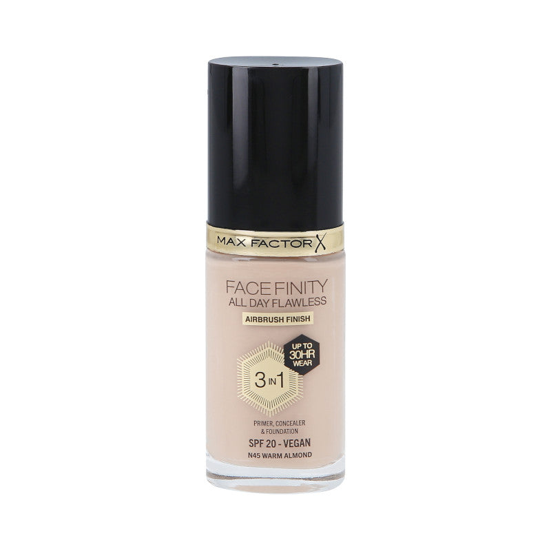MAX FACTOR FACEFINITY ALL DAY FLAWLESS 3in1 30H Gesichtsgrundierung SPF20 N45 WARM MANDEL 30 ml