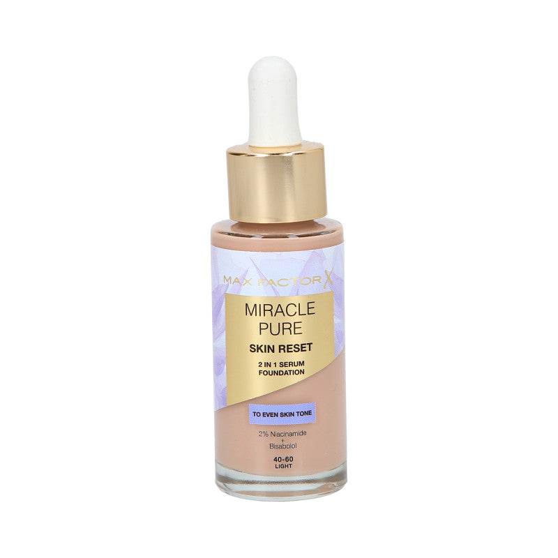 MAX FACTOR MIRACLE PURE SKIN RESET Podkladová báze s výživným sérem s niacinamidem 40-60 Light až Medium 30 ml