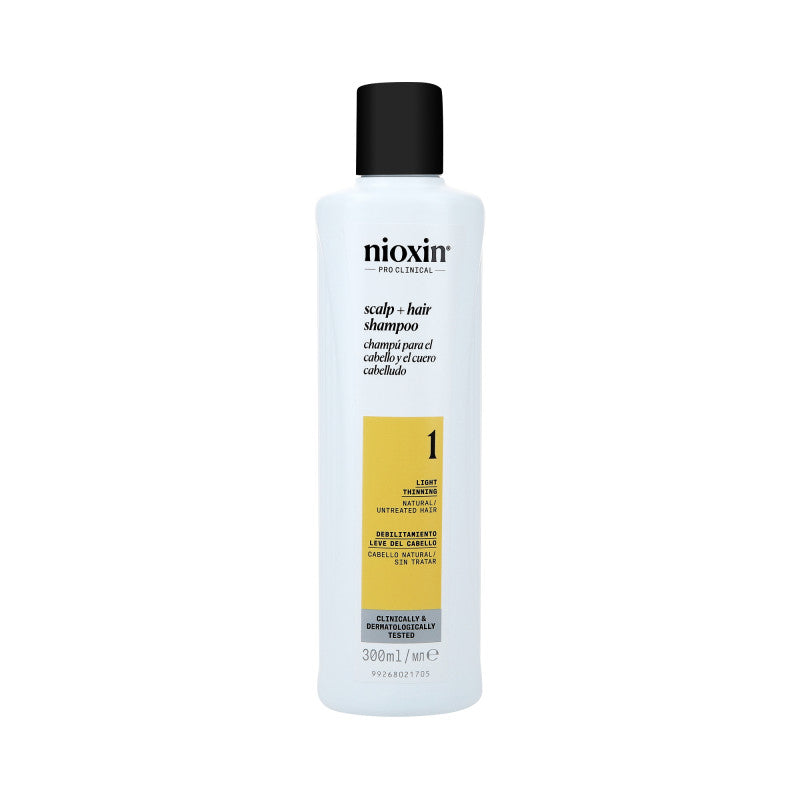 NIOXIN PRO CLINICAL 1 Shampooing fortifiant pour cheveux naturels et légèrement clairsemés 300 ml