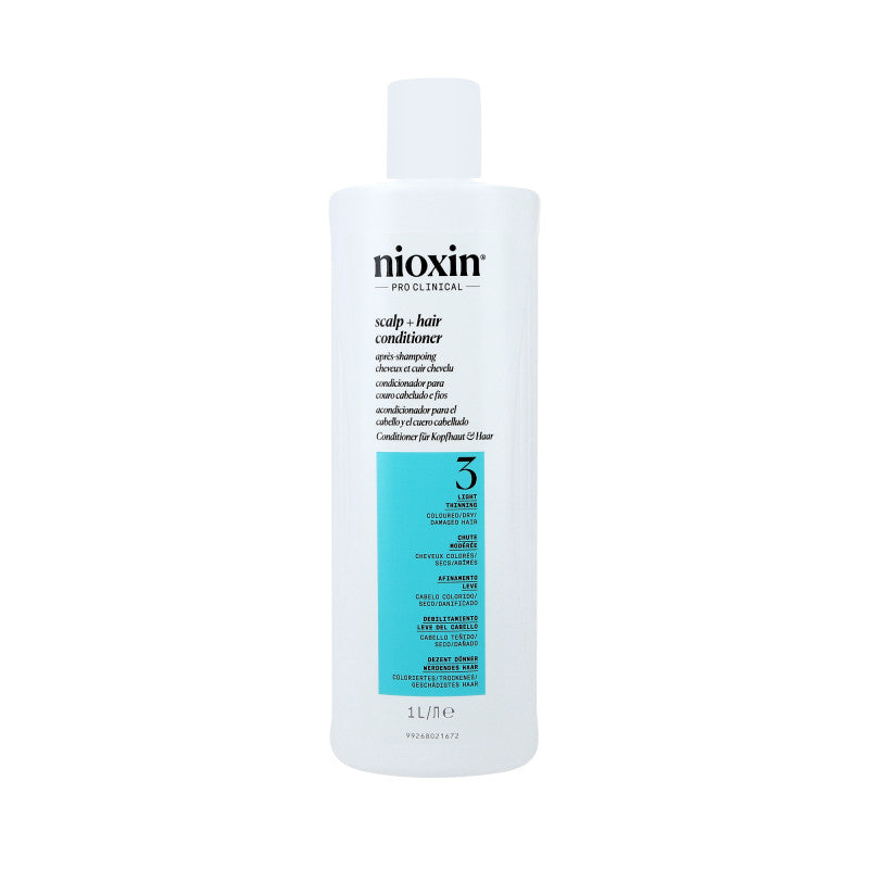 NIOXIN PRO CLINICAL 3 Après-shampoing fortifiant pour cheveux colorés et légèrement clairsemés 1000 ml