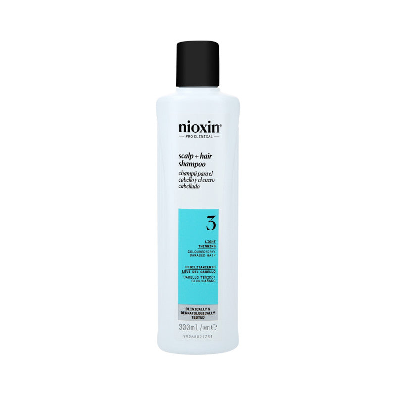 NIOXIN PRO CLINICAL 3 Shampooing Fortifiant pour Cheveux Colorés et Légèrement Clairsemés 300 ml