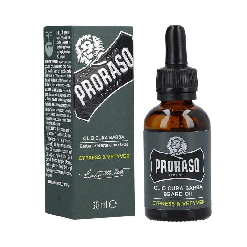 PRORASO SINGLE BLADE Zypresse und Vetiver Bartöl 30ml